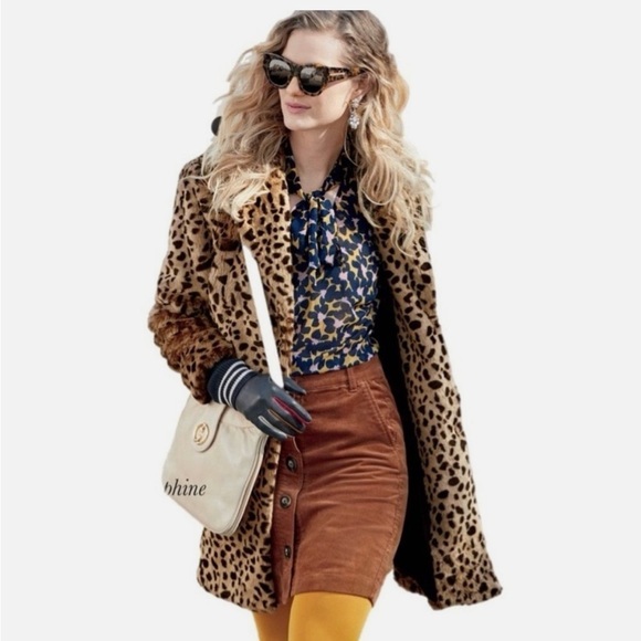 Cabi Faux Fur Leopard  Cheetah Print Removable Cuffs - Black Stipe - Picture 1 of 17